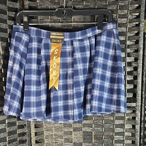 Free Haven XL Womens Super Soft Blue Plaid Skort